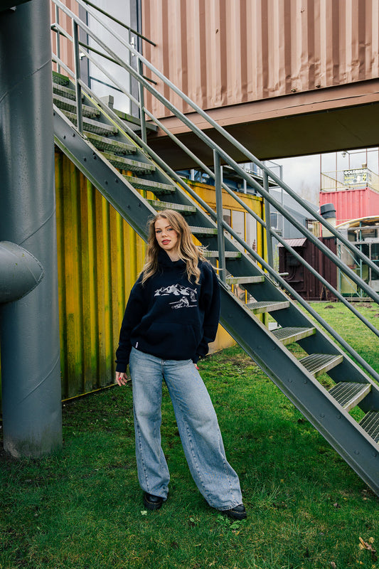 Wintersport capuchontrui blauw